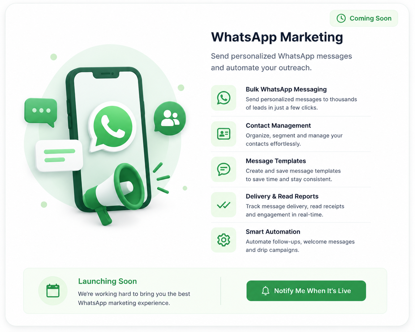 WhatsApp Marketing Coming Soon